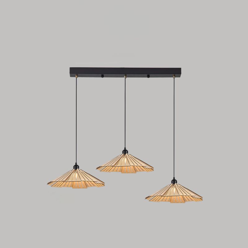 Geometry Shaped Basswood Ceiling Pendant Light Modern Style Hanging Light for Dining Room