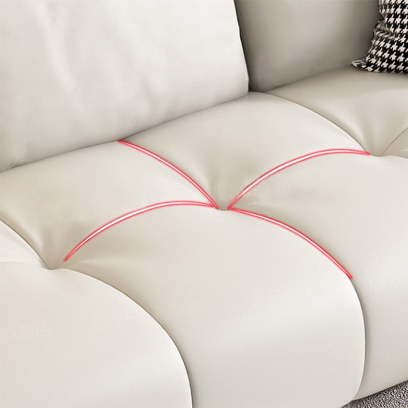 Contemporary Faux Leather Living Room Square Arm Pillows Seating