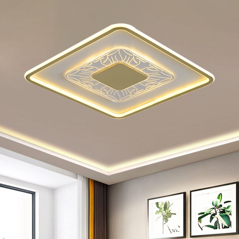 Square Flush Beleuchtung Moderne Acryl Weiß und Gold LED Deckenleuchte