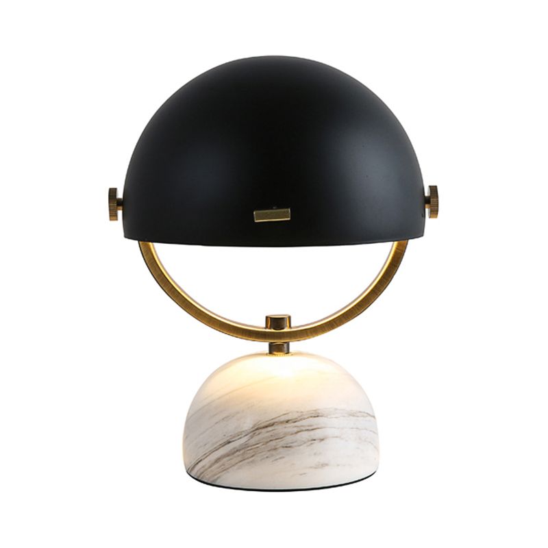 Black/Red Finish Domed Table Lamp Modern Style 1-Bulb Metal Table Light with Marble Base for Bedroom
