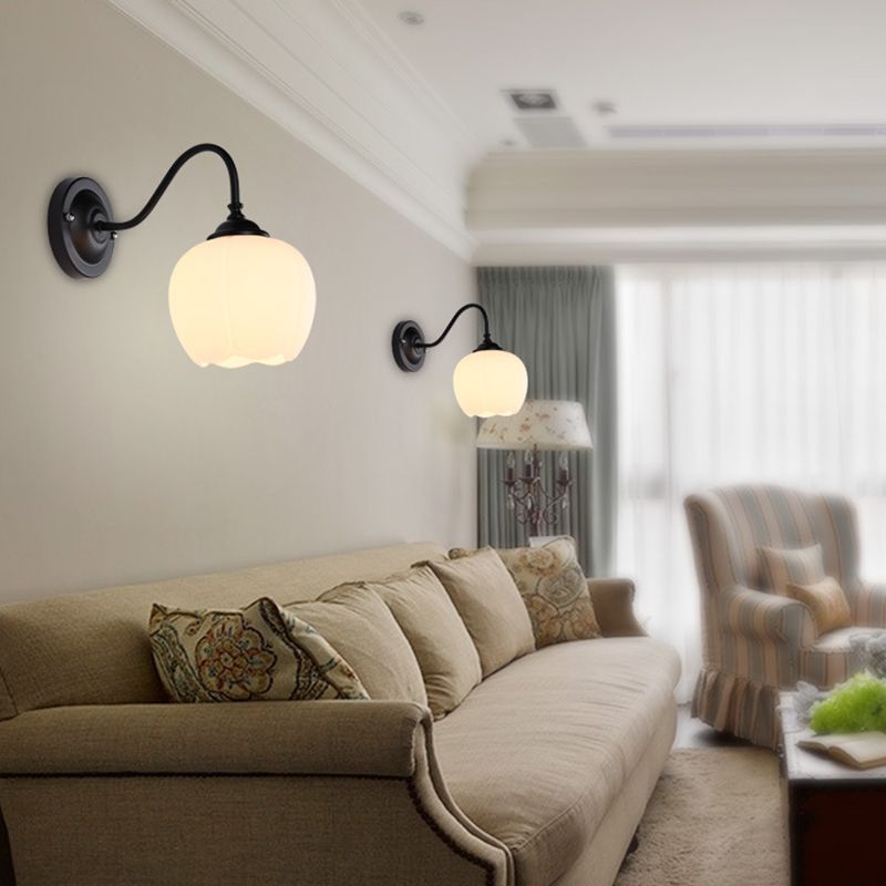 Glass Dome Shape Wall Light Modern Style 1 Light Wall Light Sconce