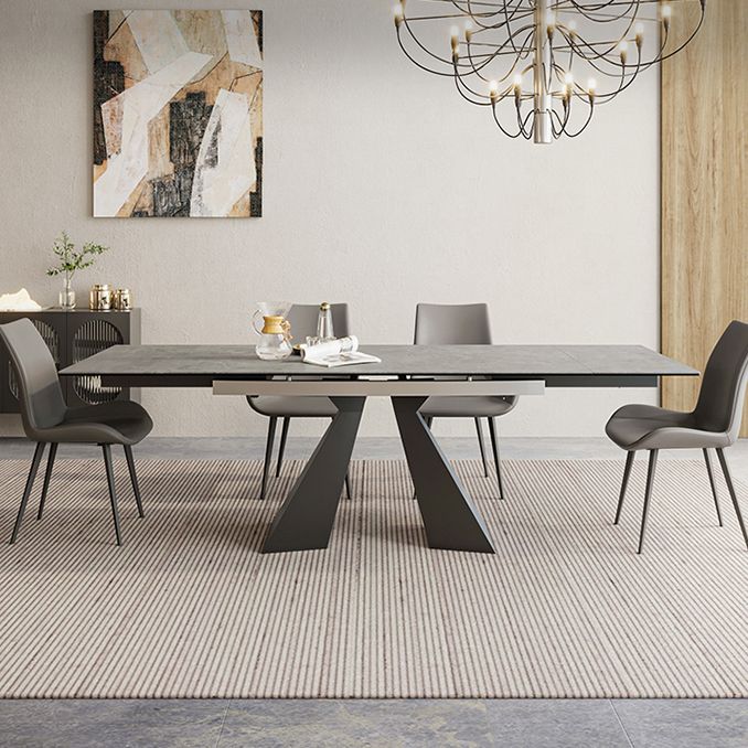 Mesa de comedor de lujo tradicional rectángulo Mesa de piedra sinterizada con doble pedestal