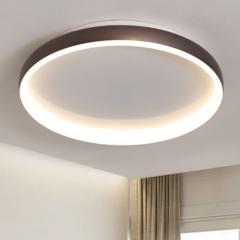 Zwart/Wit/Bruin Ronde Inbouwplafondlamp Simplicity LED Metalen Plafondlamp met Acryl Diffusor in Wit/Warm Licht