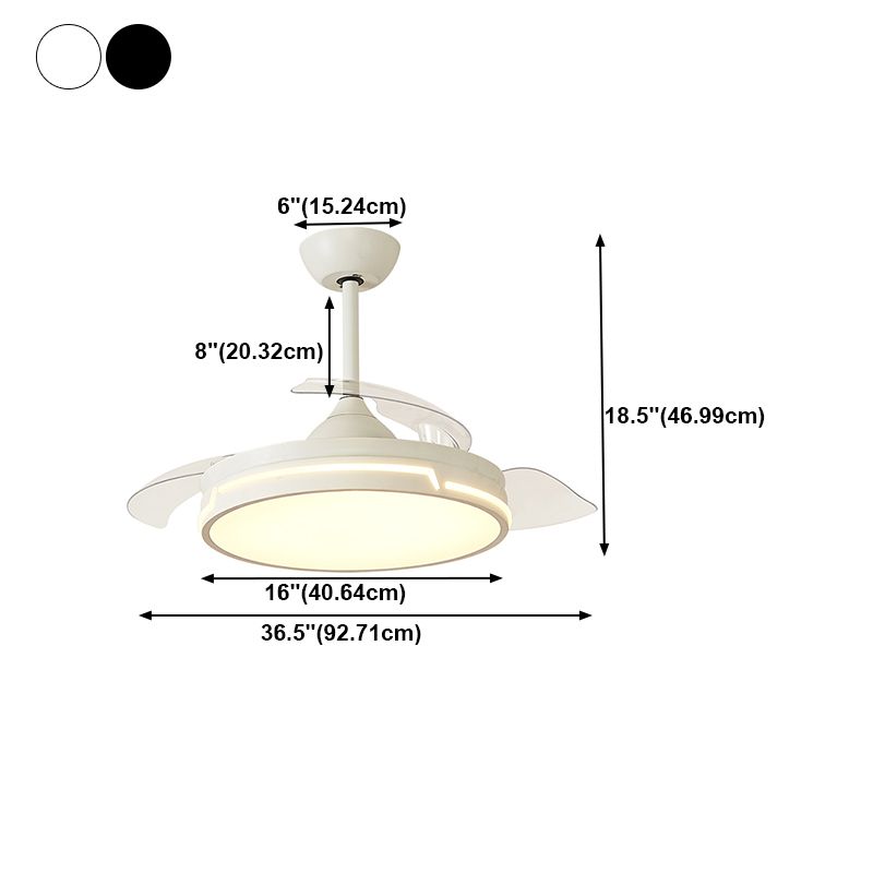 Round Shape Ceiling Fan Lighting Kids Style Metal 1 Light Ceiling Fan Lamp for Living Room