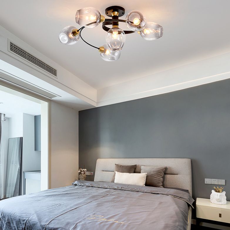 Minimalist Cup Ceiling Light Nordic Glass Shade Ceiling Mounted Fixture for Living Room