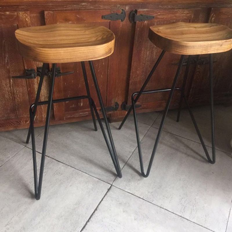Modern Style Solid Wood Bar Stool with Footrest Bistro Bar Stool