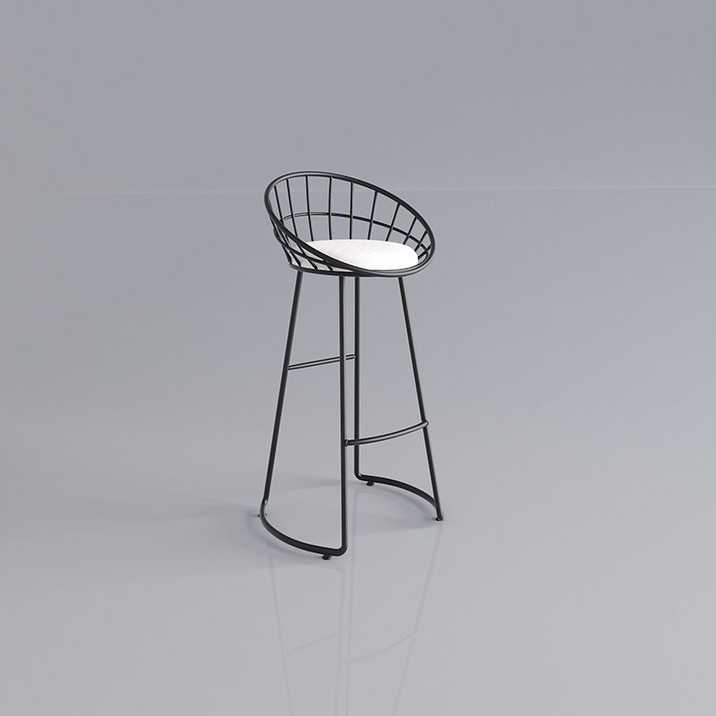 Modern Upholstered Counter Stool Bar-height Low Back Bar Stool with Footrest