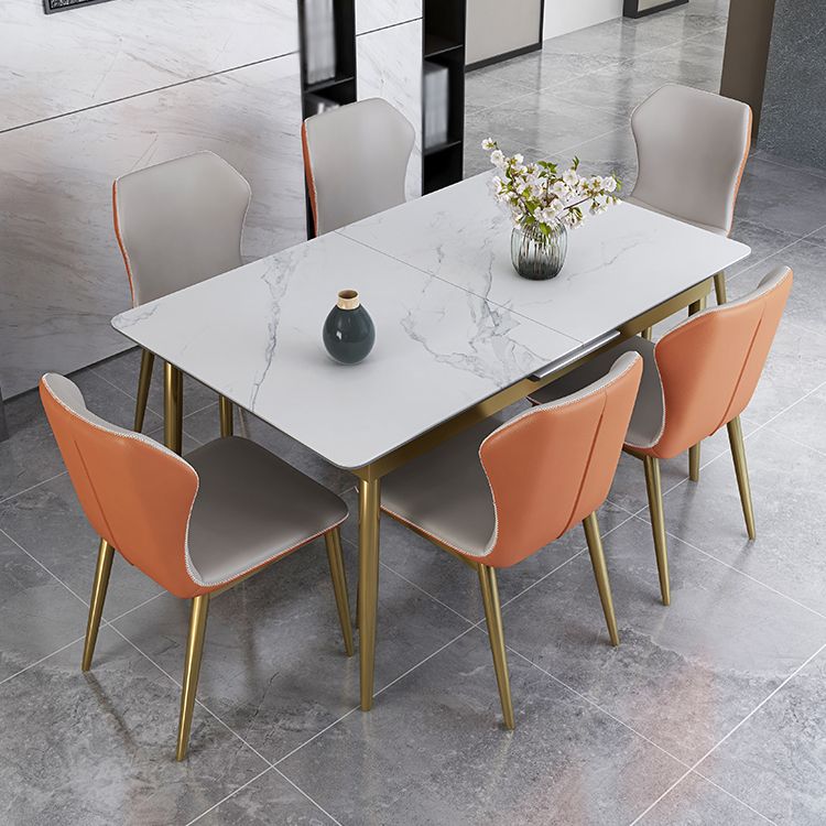 Glam Scalable Dinette Set 1/4/7 Pieces Rectangle Dining Table Set with Sintered Stone Top