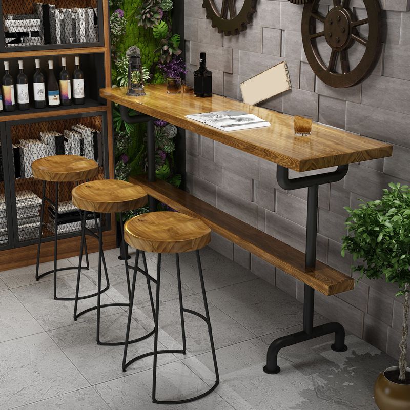 Contemporary Backless Dining Stools Solid Wood Bar Stools with Footrest