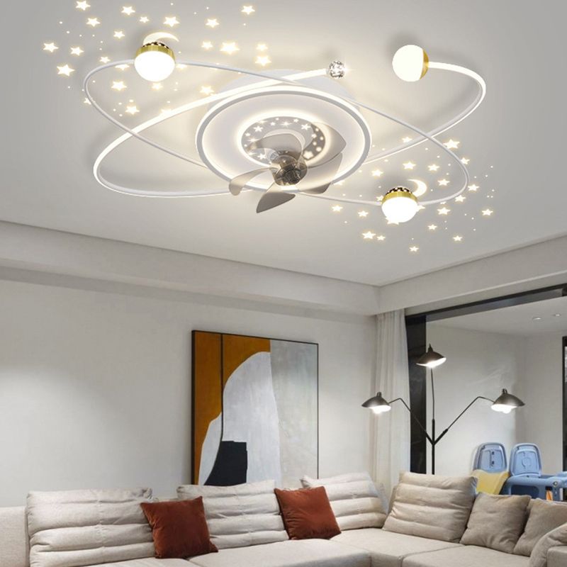 Oval Shape Metal Ceiling Fans Modern Style 8-Lights Ceiling Fan Fixtures