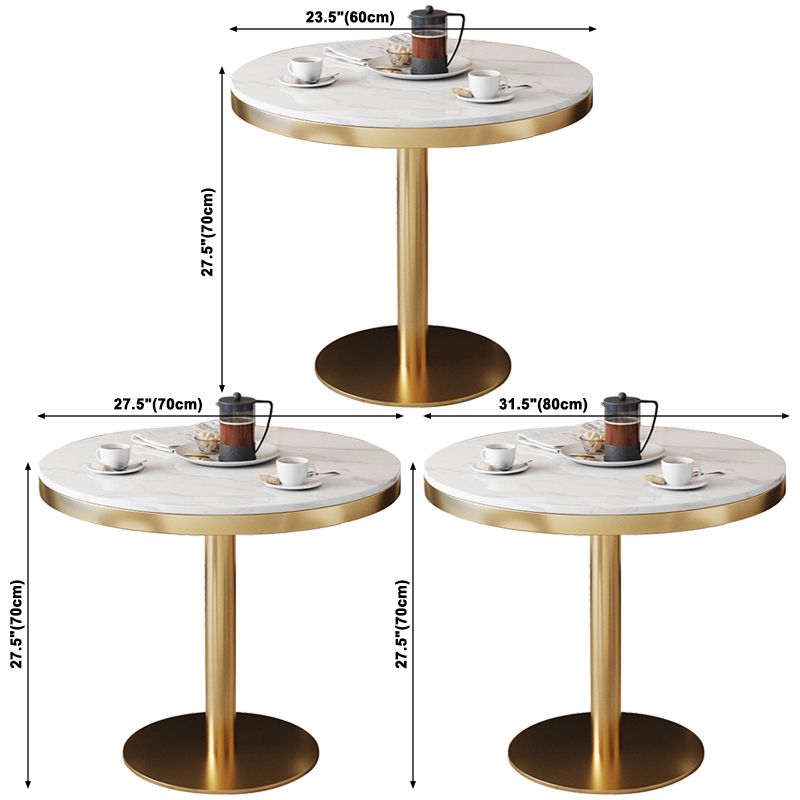 Pedestal Glam Style Dining Table Two-Color Fixed Table of Sintered Stone