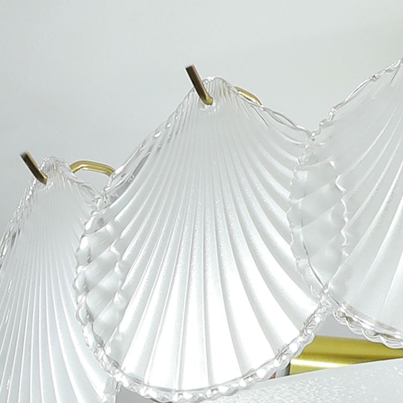 Round Semi Flush Mount Light Fixture Modern Style Glass Gold Ceiling Light