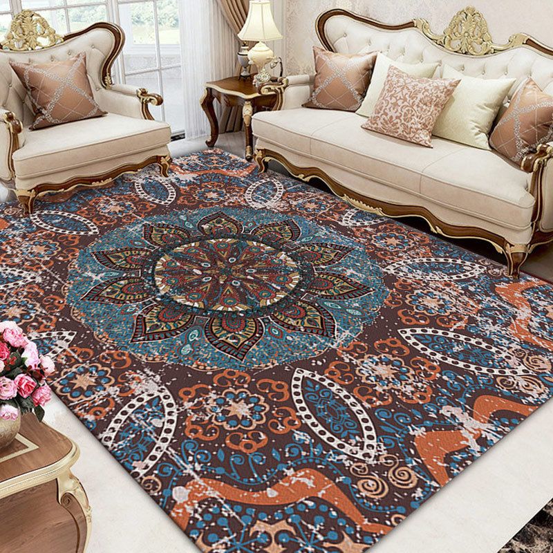 Light Pink Flower Carpet Polyester Simple Carpet Washable Carpet for Living Room