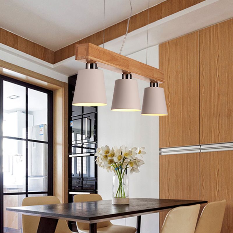 Sombra cónica de la isla de la isla Nordic Metal 3 luces Lámpara de techo de comedor Lámpara
