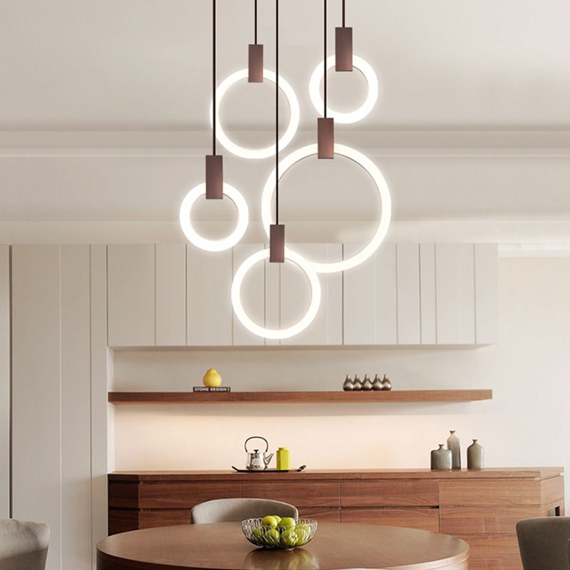 Halo Ring Pendant Light Fixture Simple Acrylic Dining Room LED Suspended Lighting