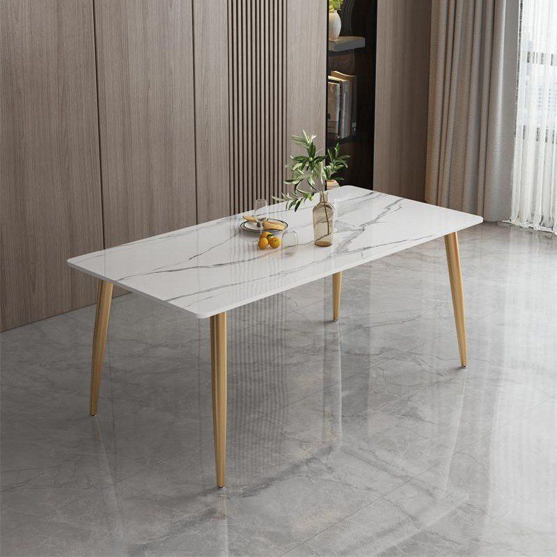 Contemporary Rectangle Dining Site Table Stone Furniture with 4 Legs