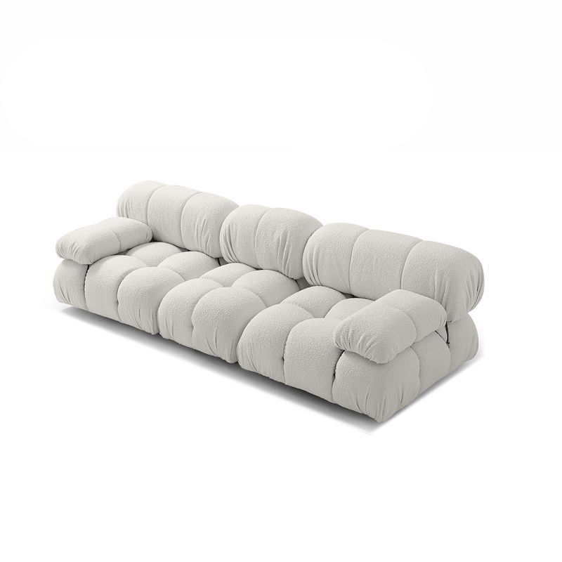 Contemporary Biscuit Back Sofa 26.38"High Velvet Couch for Living Room,White
