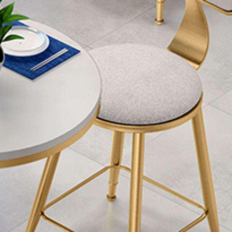 Upholstered Dining Chairs Round Armless Chairs with Metal Base