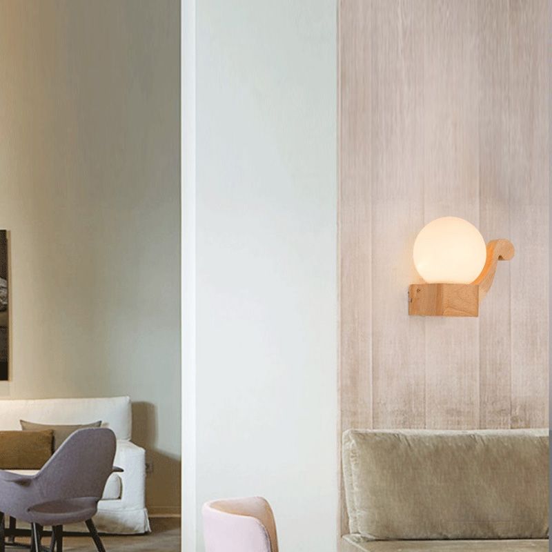 Luci di applique da parete di semplicità contemporanea con arte in legno per camera da letto