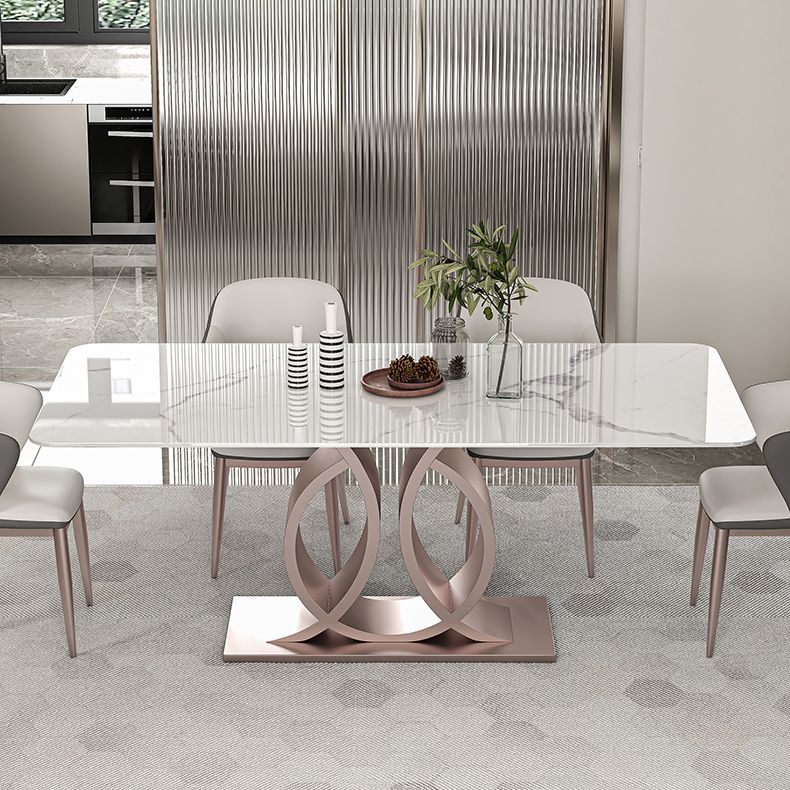Nordic Glam Rectangle Sintered Stone Dining Table Set 1/4/5/6/7 Pieces Set