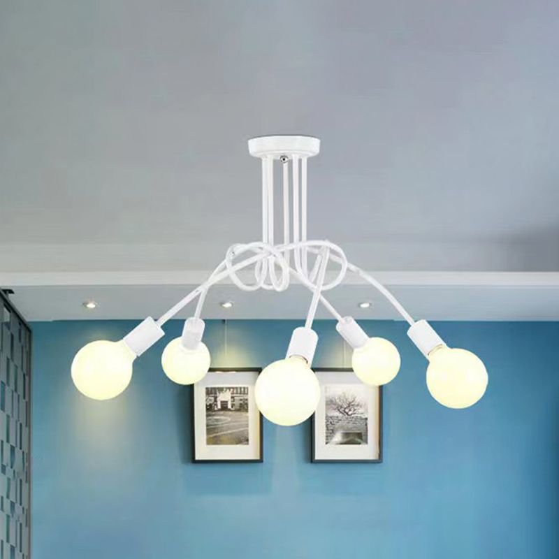 Industrial Style Iron Ceiling Light 5-Lights Curve Shape for Bedroom