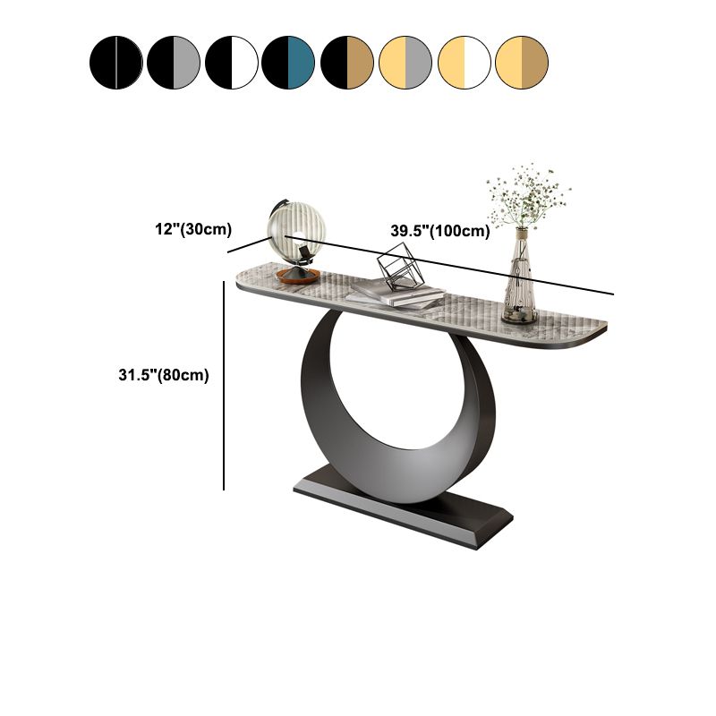 Scratch Resistant Glam Marble/metal Half Moon Abstract Console Table
