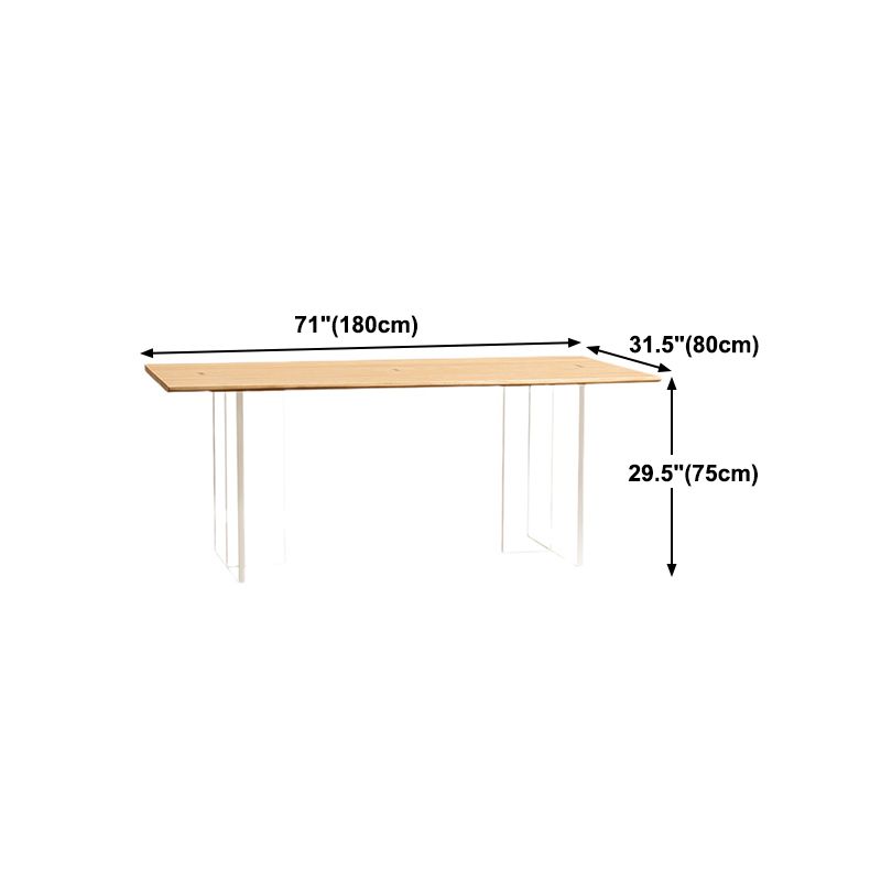 Rectangle Pine Wood Dining Table Modern Kitchen Table with Acrylic Double Pedestal