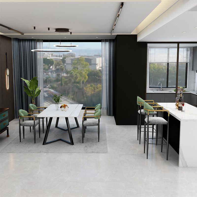 Modern Armless Backrest Counter Stool Iron Bar Stool with Cushion for Dining Room