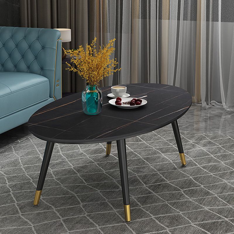 Elliptical Stone Top Cocktail Table 4 Legs 1 Single Coffee Table
