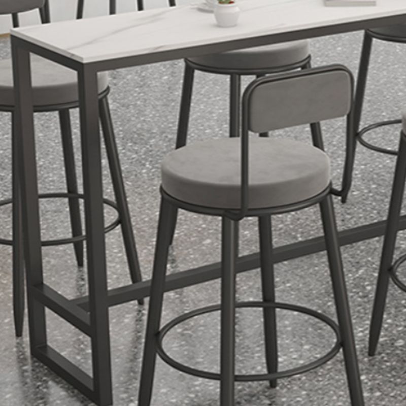 Modern 1/2/7 Pieces Bar Table Set Rectangle Stone Counter Table with Stools for Balcony