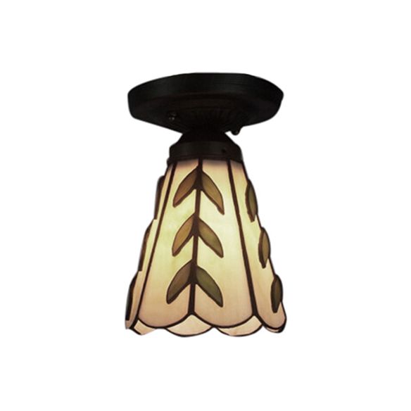 Luce a filo conico in vetro colorato Tiffany 1 Luce Light Affiolo Luce in bianco/beige/blu-bianco per l'illuminazione della camera da letto