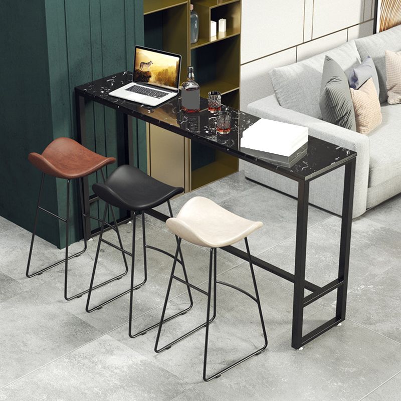 Industrial Bar Table Bar Height Rectangle Stone Top Pub Table for Indoor