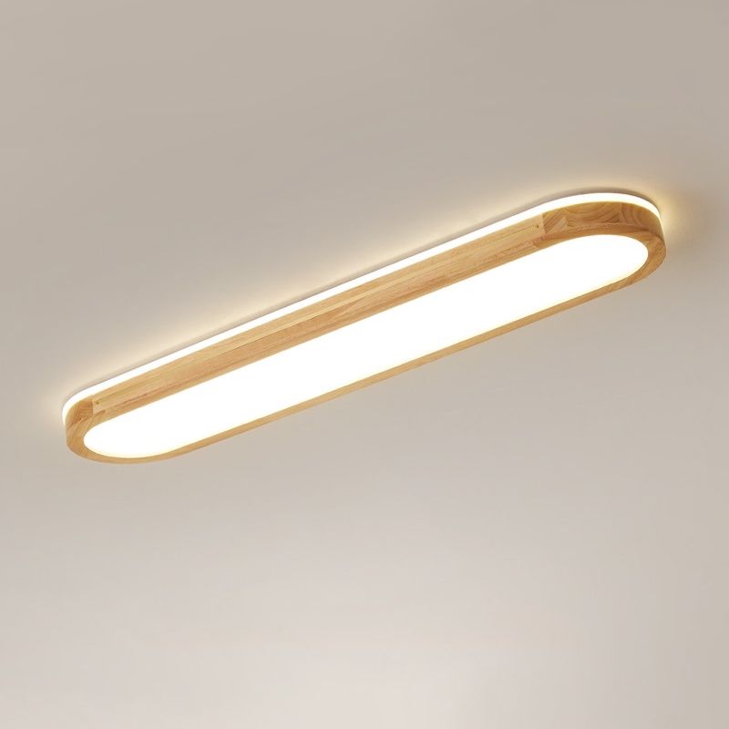 Houten langwerpige LED semi-inbouw plafondlamp in moderne creatieve stijl acryl plafondarmatuur voor garderobe