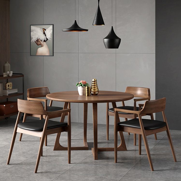 Modern Style Dinette Set 1/2/3/4/5 Pcs Round Solid Wood Dinette Table with Dining Chair