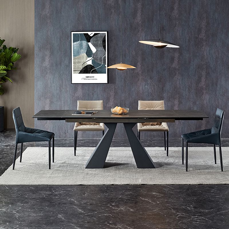 Modern Simple Dining Table Rectangle Dinner Table with Metal Base for Dining Room