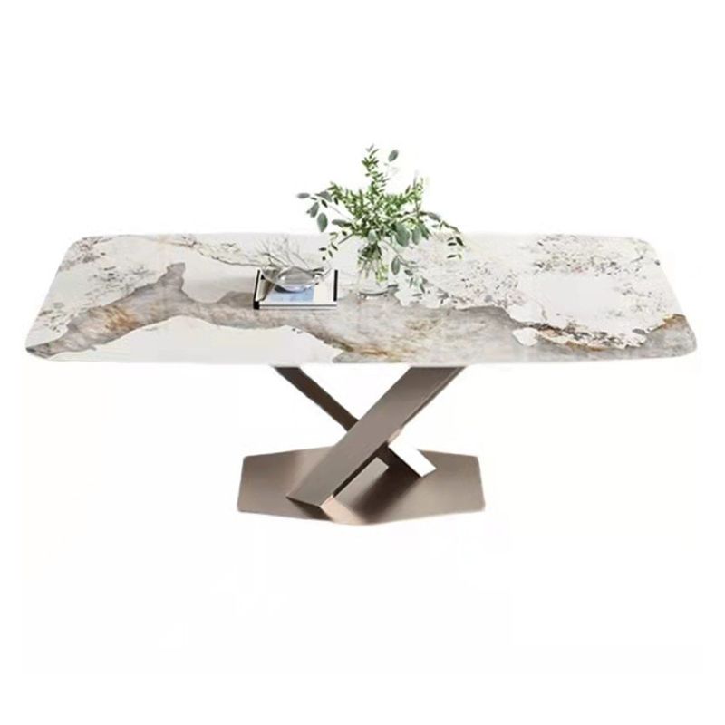 Glam Style Rectangle Table Set 1/2/5/7 Pieces Dining Set with Metal Legs