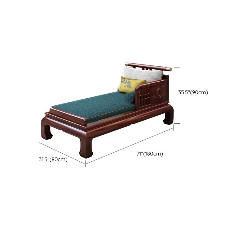 Traditional with Arms Wooden Chaise with Pillow Round Arms for Living Room