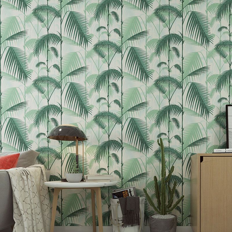 Tropical Plants Wall Covering in Green Non-Pasted Leaves Wall Art, 20.5-inch x 33-foot