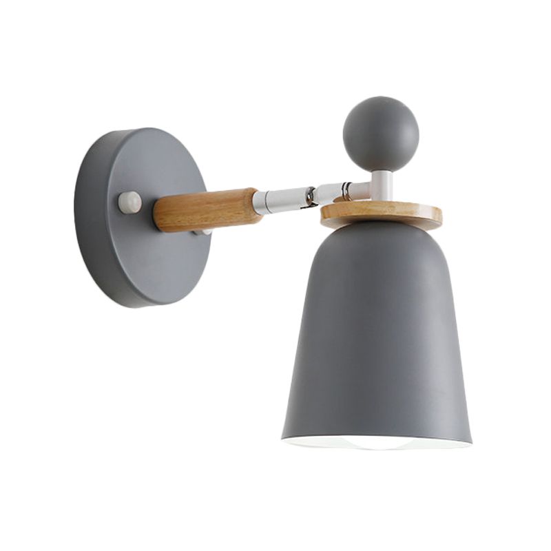 Baby Bedroom Bell Wall Light Metal Single Light Macaron Loft Undertint Sconce Lamp