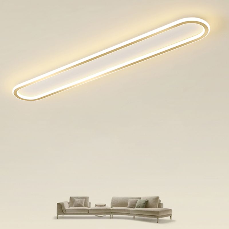 Elliptical Shape LED Ceiling Lamp Modern Iron 1 Light Flush Mount for Aisle Corridor