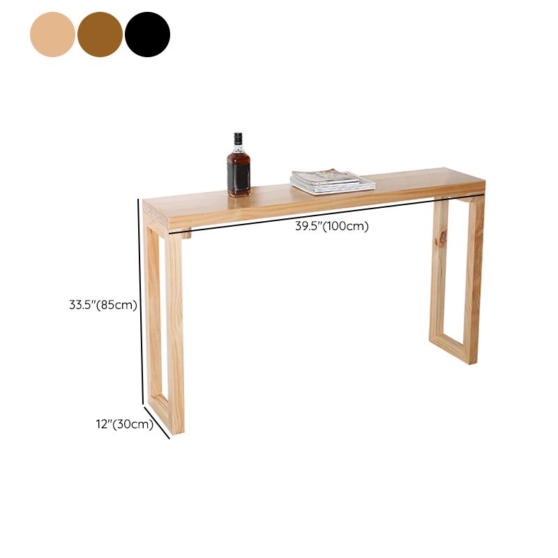 Industrial Rectangle Bistro Bar Desk Pine Solid Wood Bistro Table with Sled Base