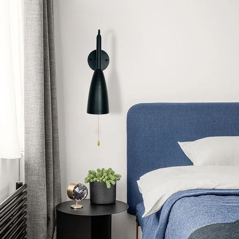 1 Light Unique Shape Wall Mount Light Fixture Industrial Wall Mounted Lighting in Black