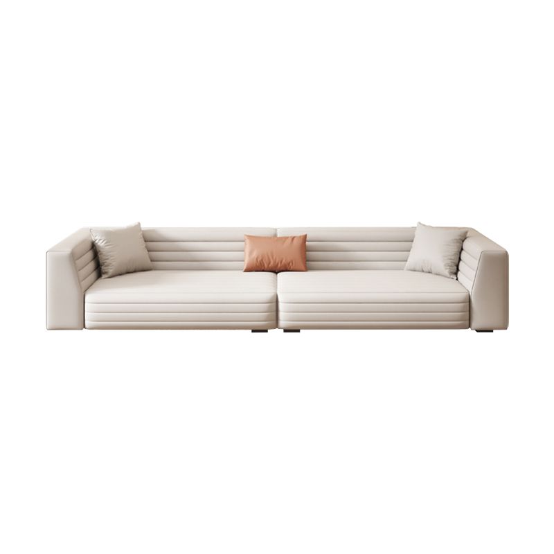 Contemporary Standard Tight Back Square Arm Sofa Couch in White