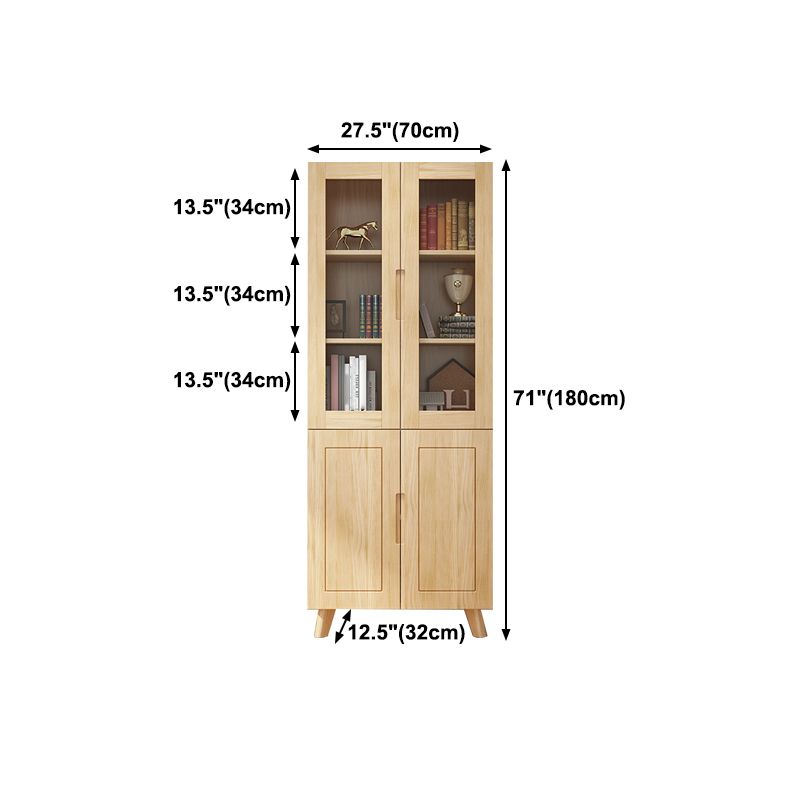 Scandinavian Solid Wood Bookcase Natural Closed Back Bookshelf with Door