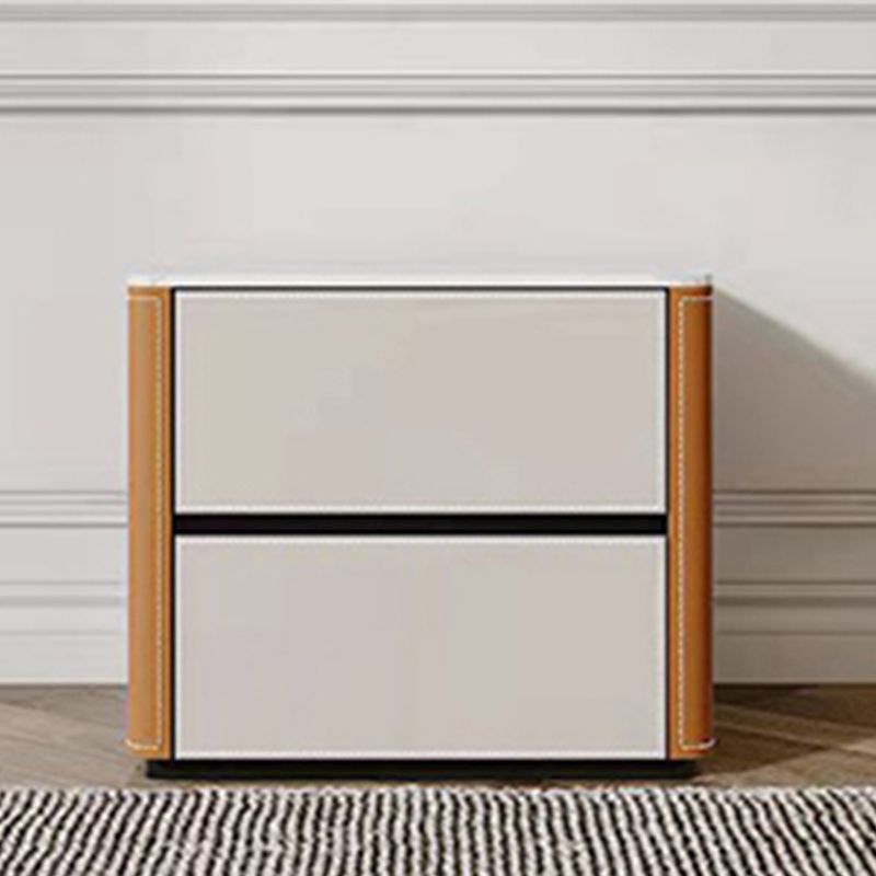 Contemporary Stone Storage Chest Bedroom Chest in White with Drawers