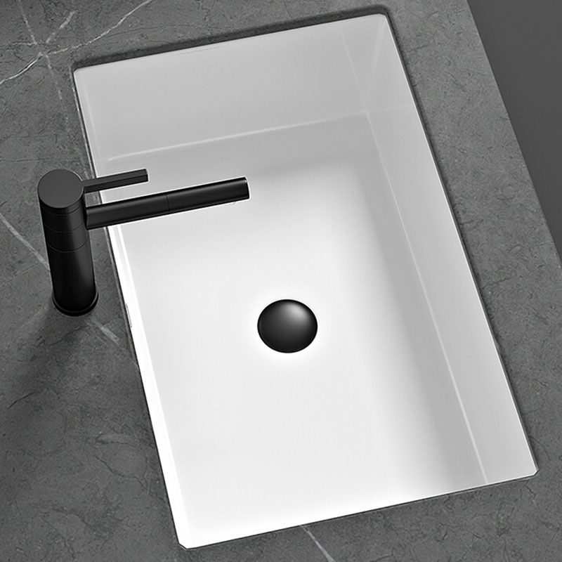 Bathroom Sink Ceramic Pull-out Faucet White Rectangular Washroom Sink