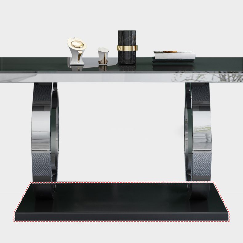 Rectangle Luxury Style Dining Table Fixed Table with Trestle Base