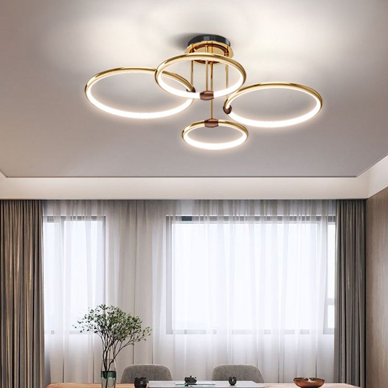 Accesorio de iluminación suspendida en forma de anillo de metal kit de luz colgante LED moderno en oro