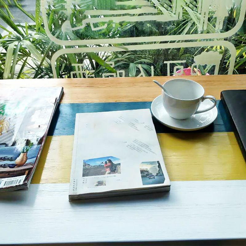 Rectangle Modern Bar Height Table Trestle Wood Counter Table for Coffee Shop