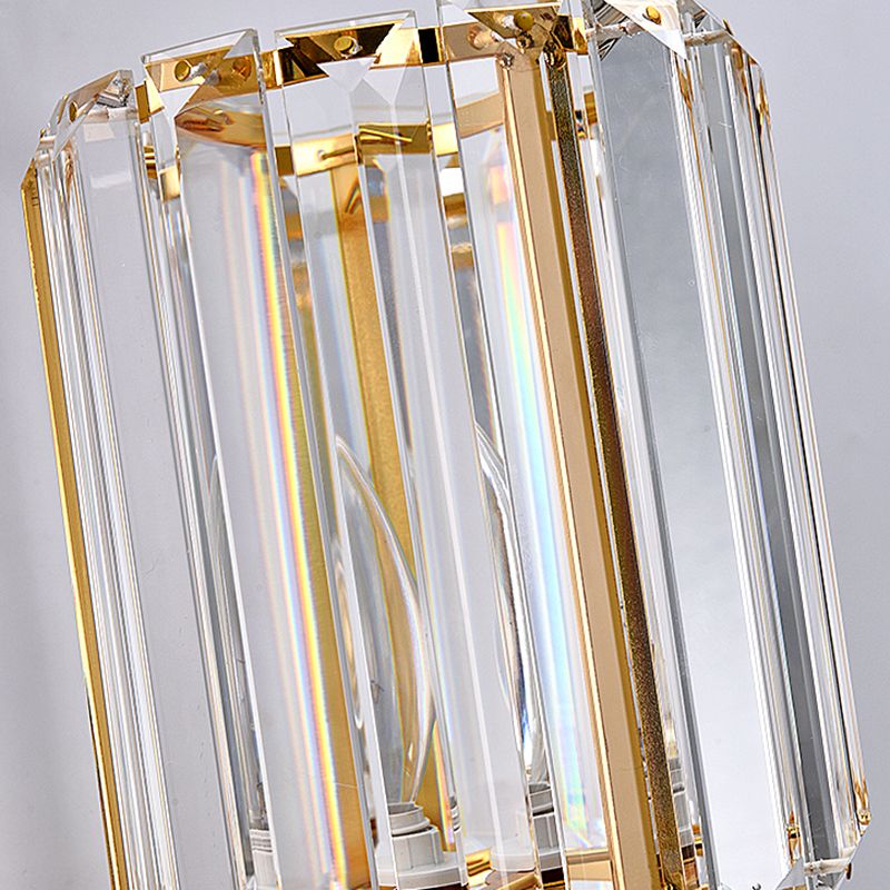 Half Cylinder Shade Crystal Wall Sconce Modern Style 1 Light Wall Mounted Light in Gold